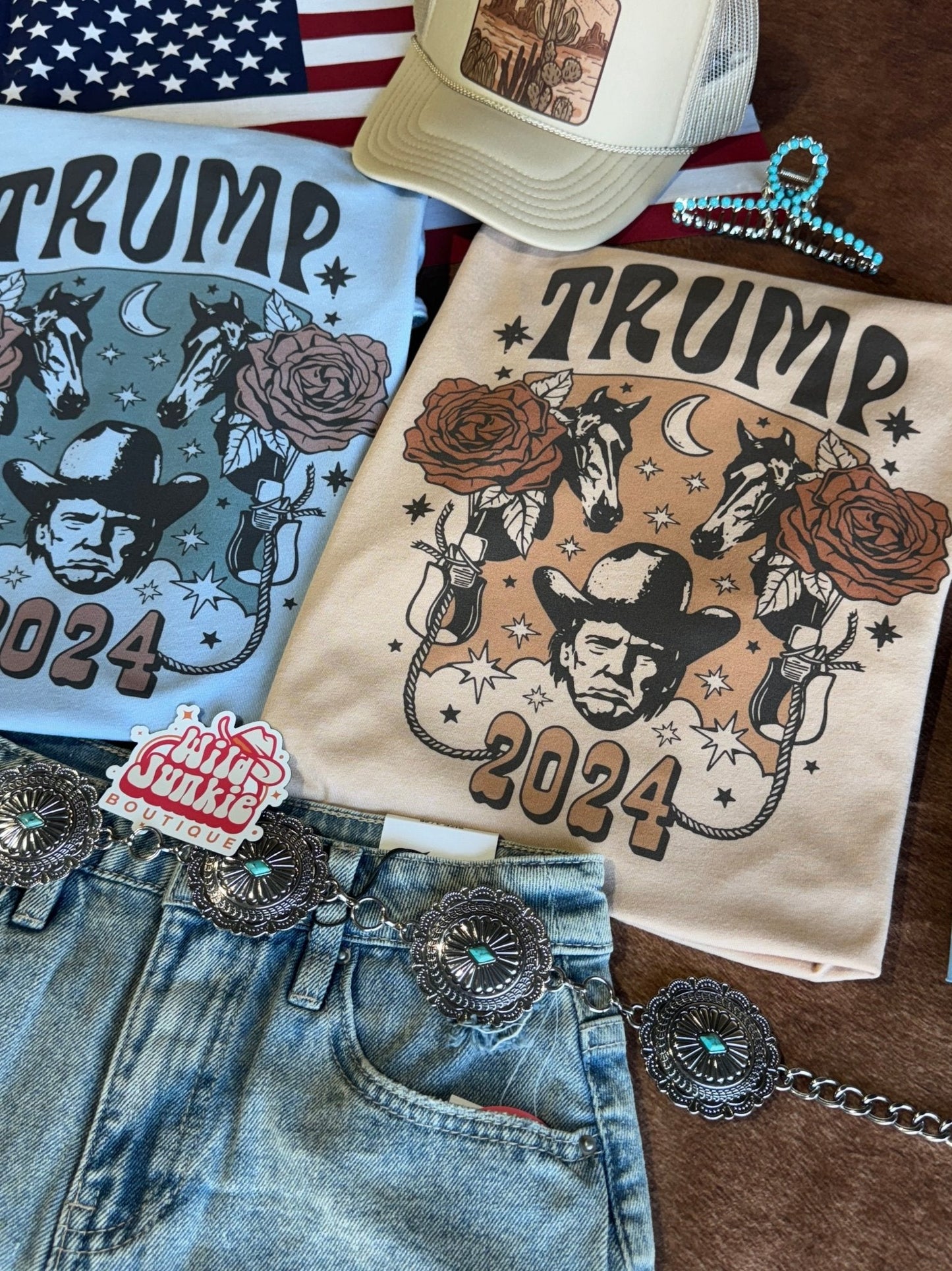 Floral Trump Design Graphic TeeBaby BlueS