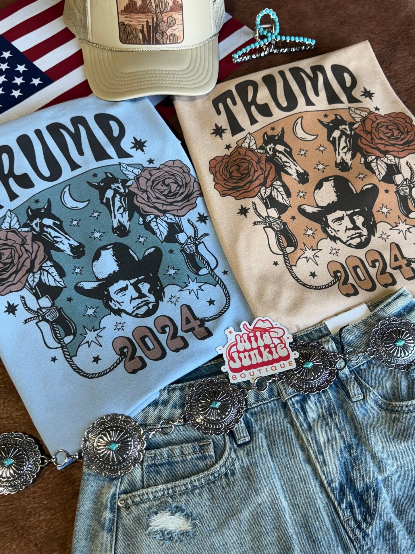 Floral Trump Design Graphic TeeBaby BlueS