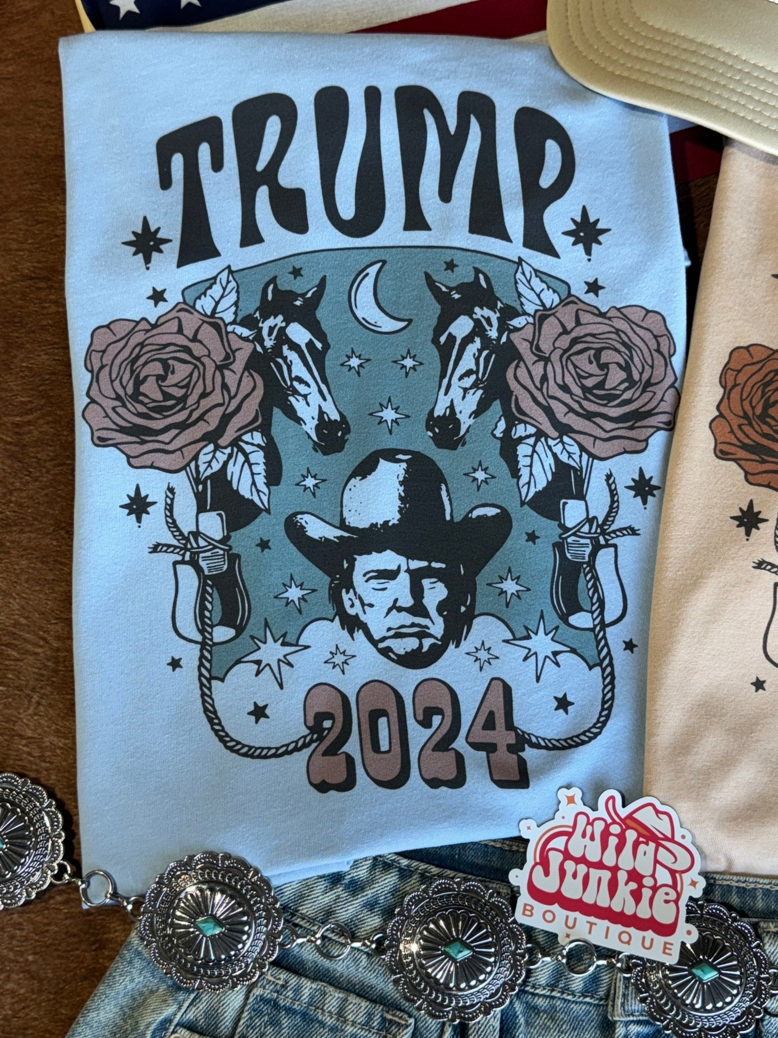 Floral Trump Design Graphic TeeBaby BlueS