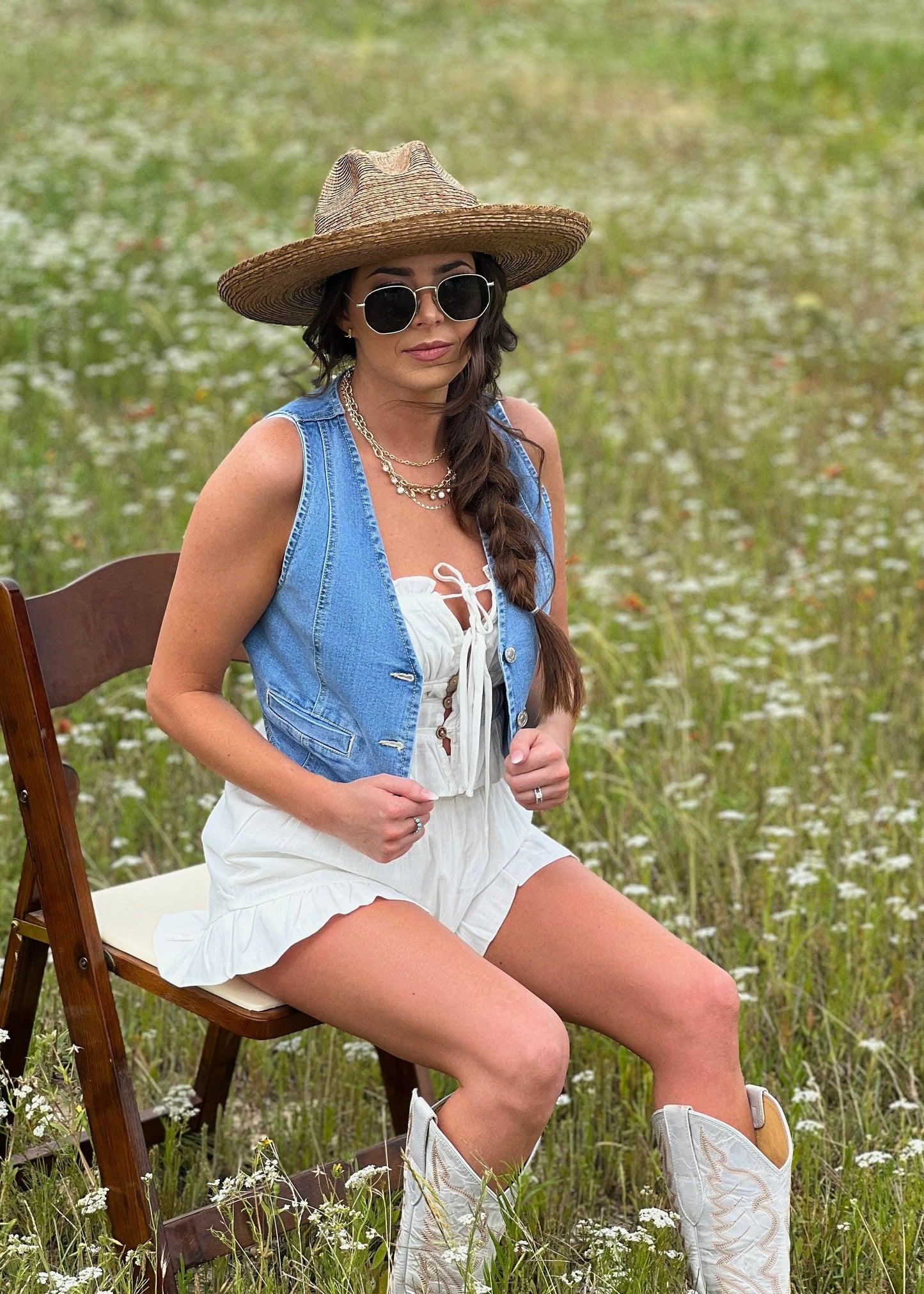 The Daisy Denim Buttoned Vest Top