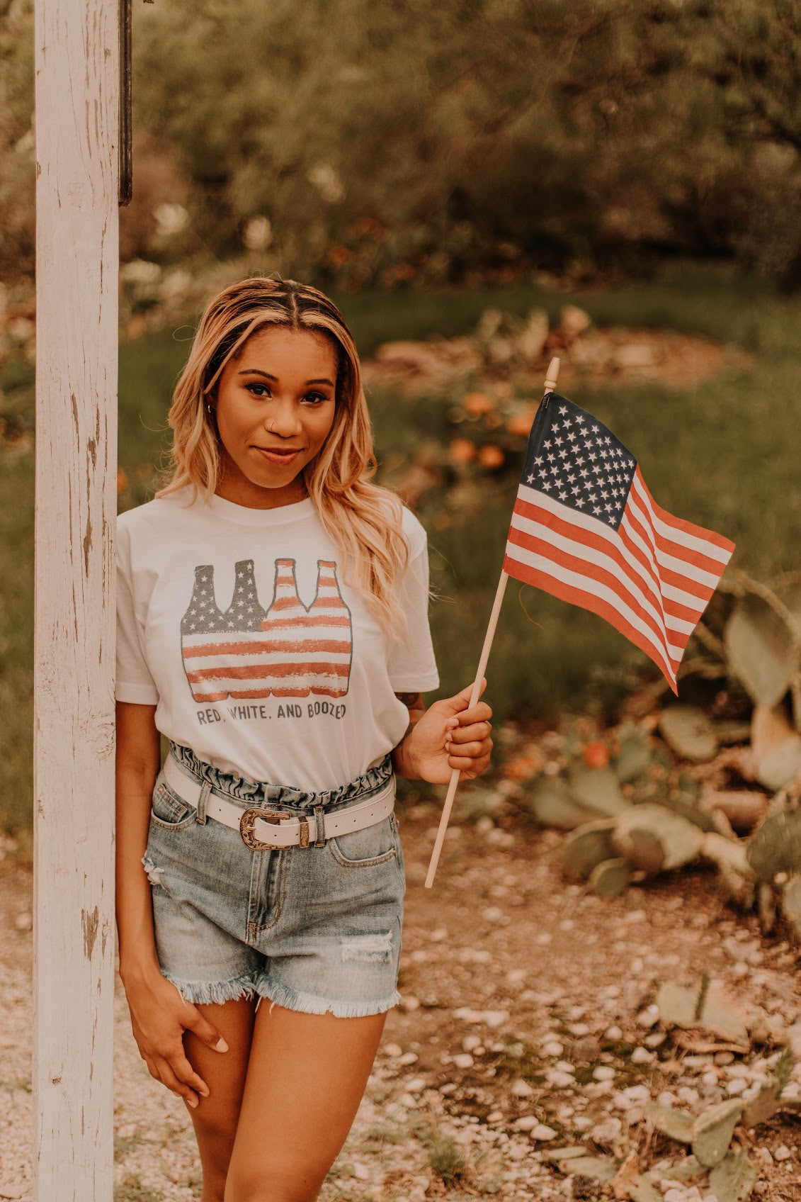 Red, White and Boozed t-shirt with American flag in the shape of beer bottles