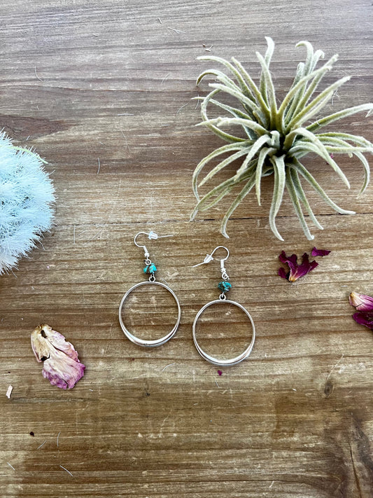 Mini hoop earrings and turquoise