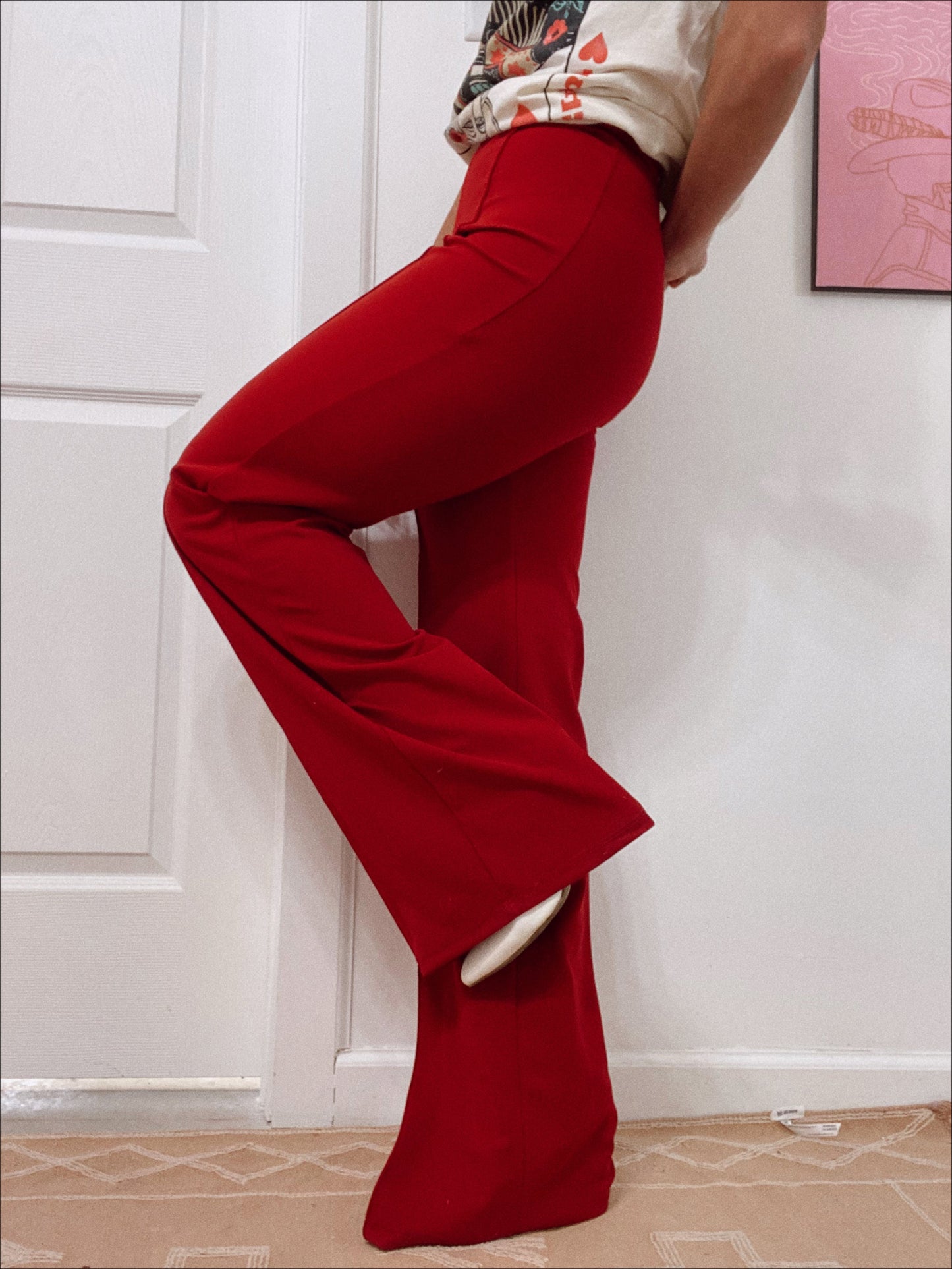 The Zoey Flare Trouser in Red