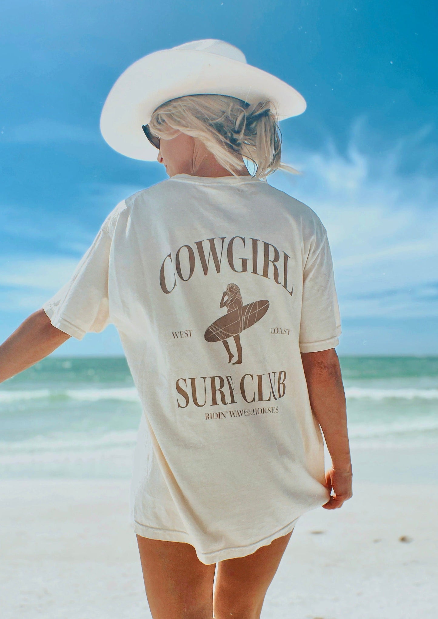 The Cowgirl Surf Club Tee in Ivory