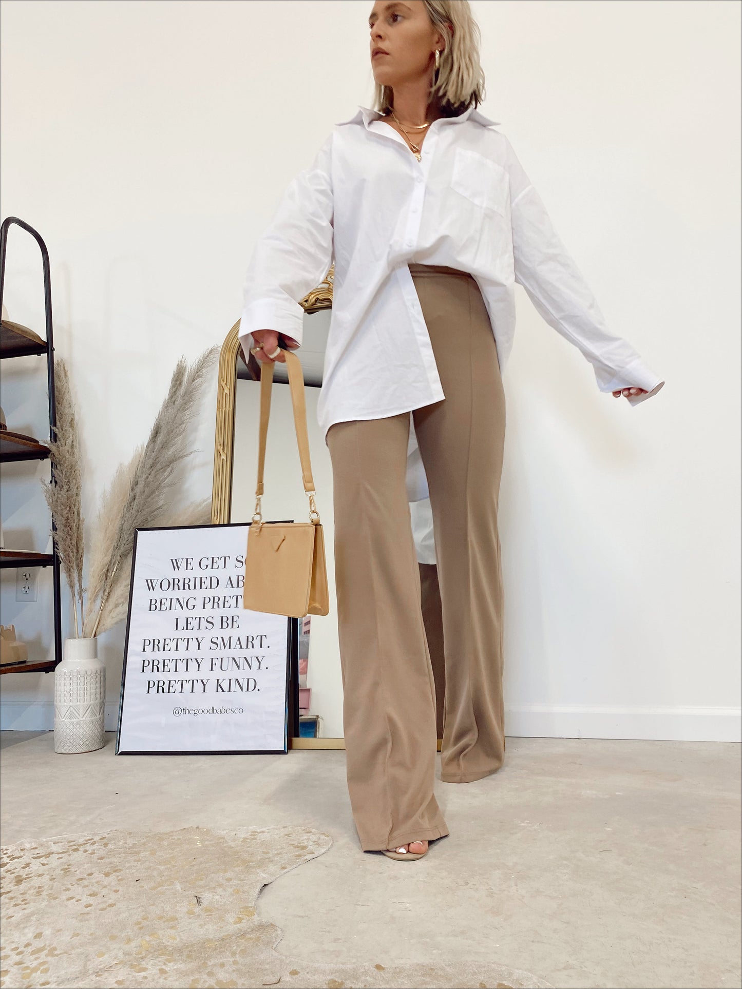 The Zoey Flare Trouser in Taupe