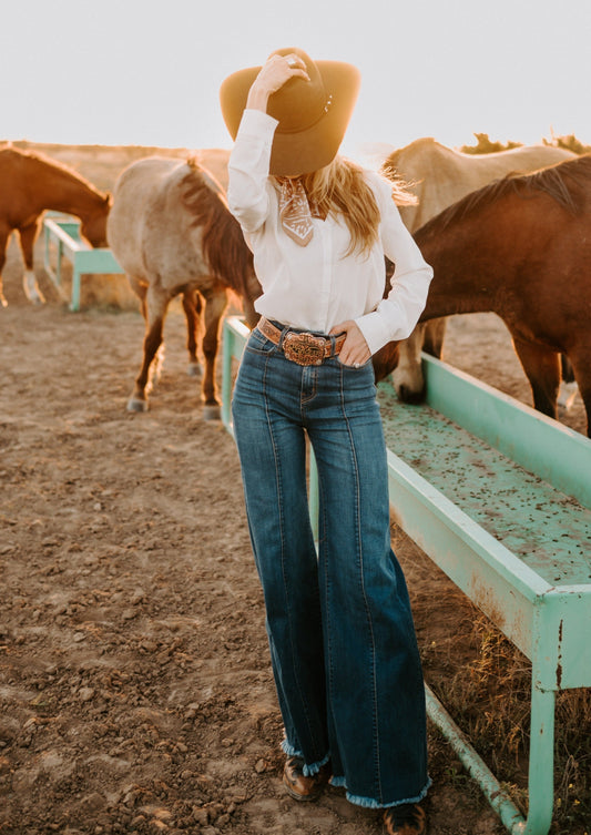 The Loretta Flares in Medium Wash