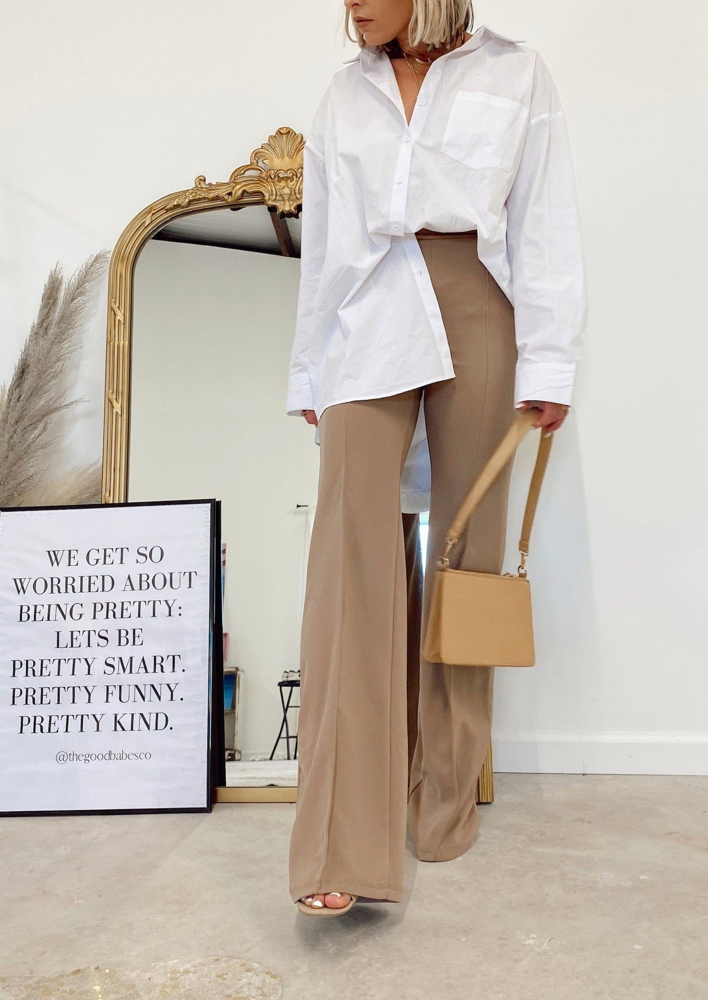 The Zoey Flare Trouser in Taupe