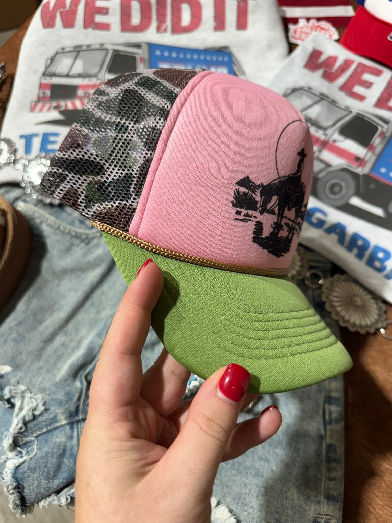 Lone Rider Duck Camo Trucker HatPink Camo