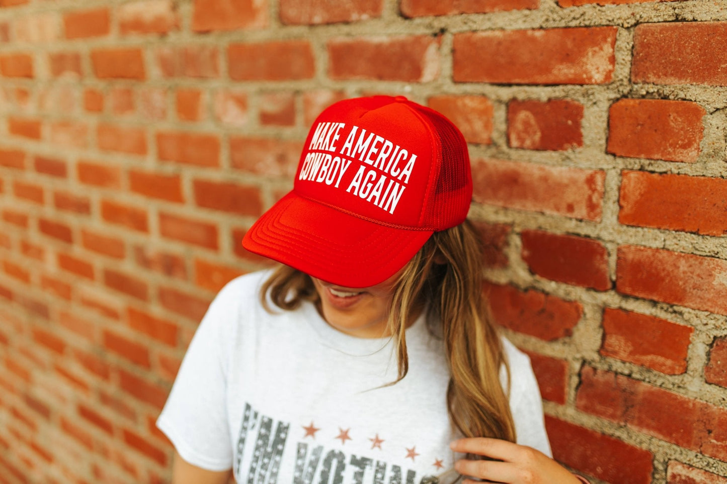 Make America Cowboy Again Red Trucker Hat