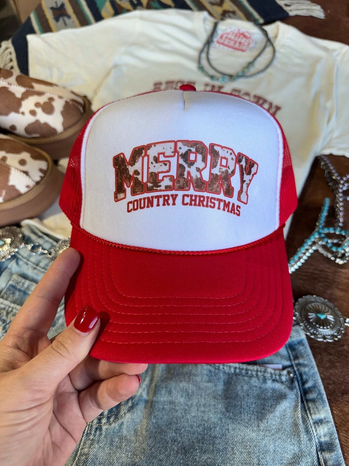 Merry Country Christmas Trucker Hat