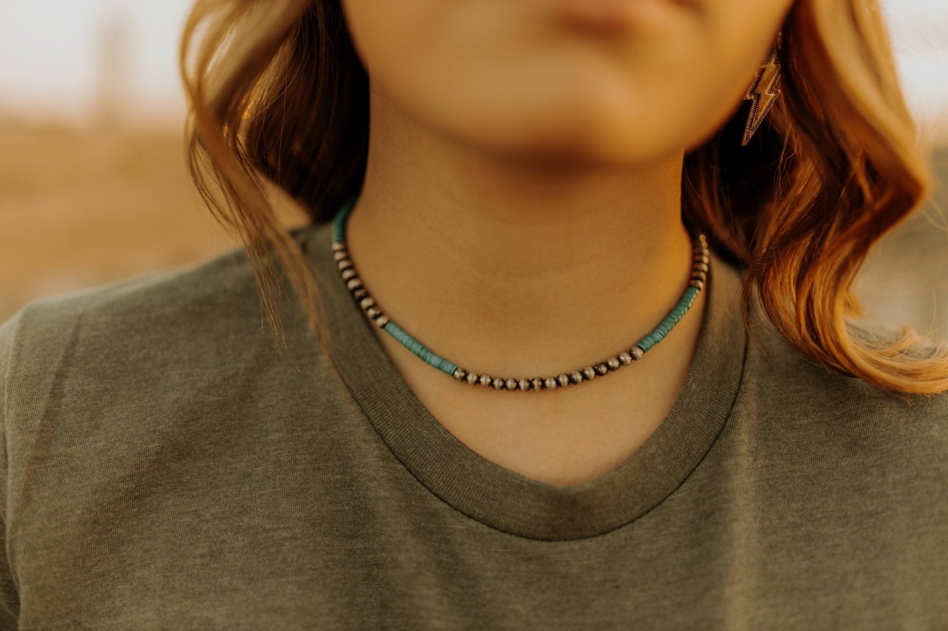 Navajo Silver and Turquoise ChokerTurquoiseOS