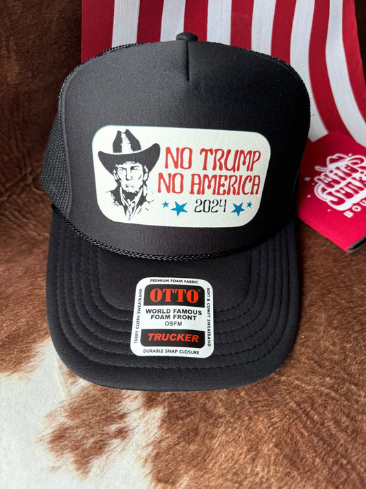 No Trump No America Trucker HatBlackOS