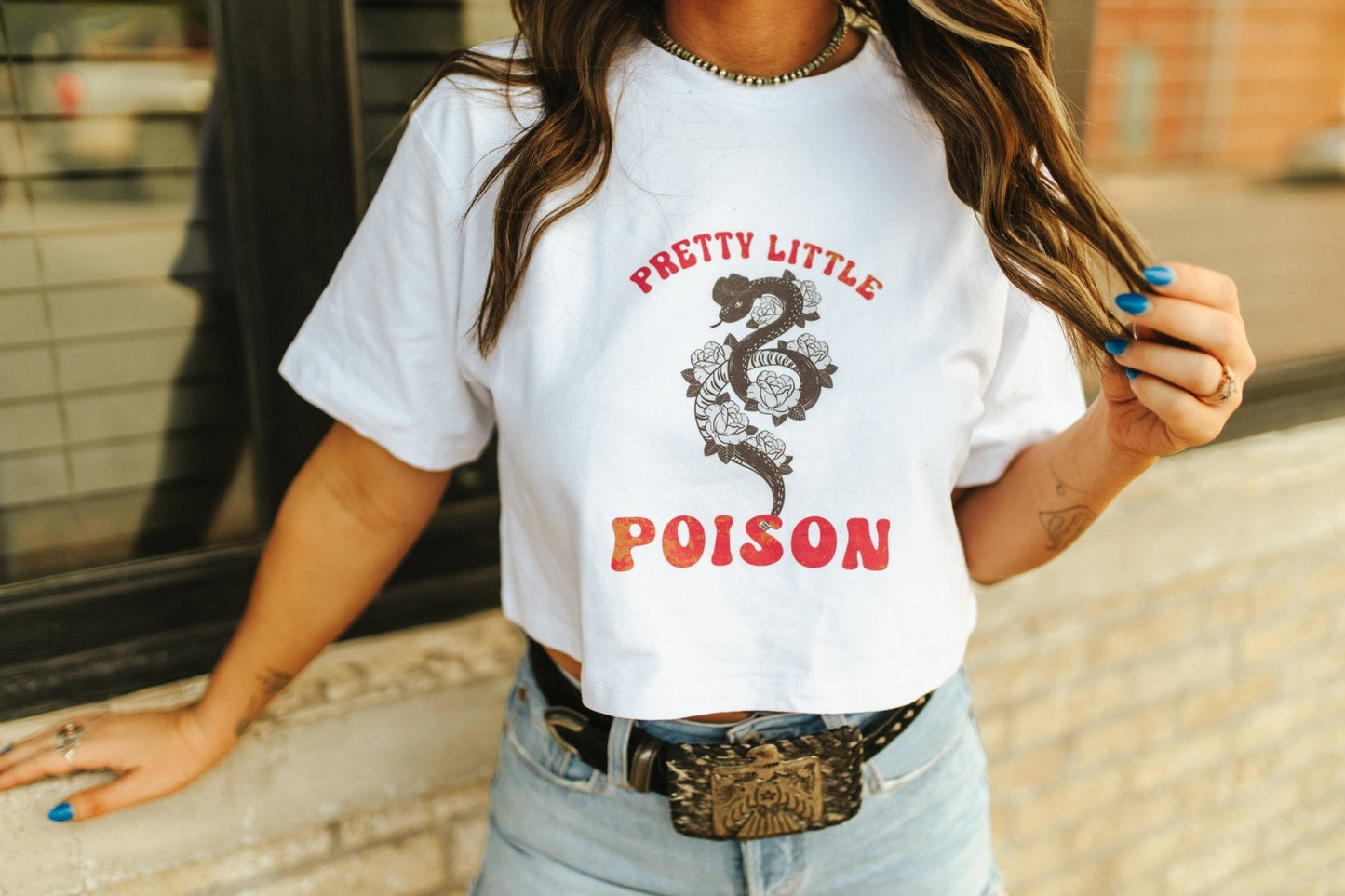 Pretty Little Poison Boxy Crop Graphic TeeWhiteS