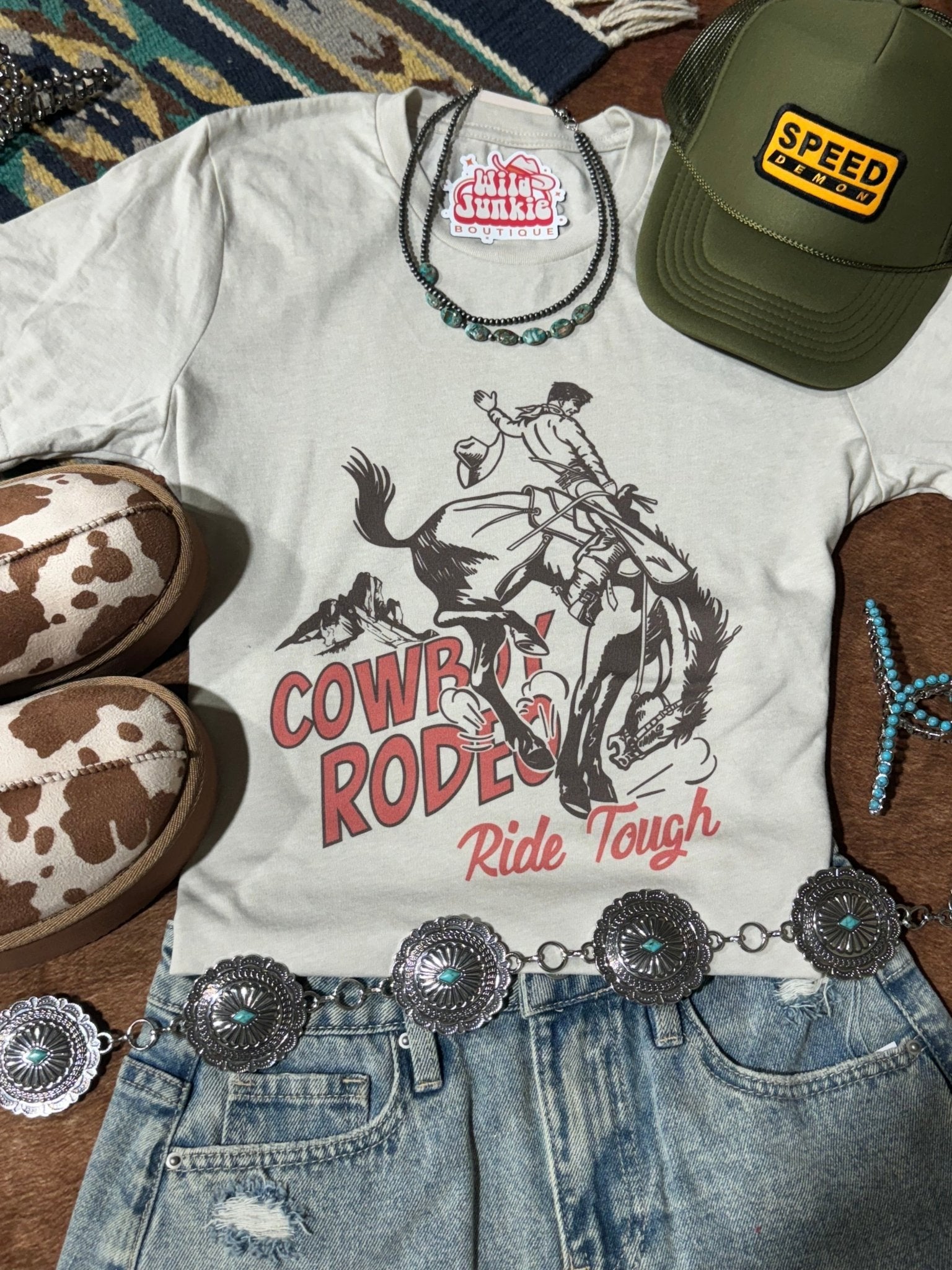 Ride Tough Cowboy Rodeo Graphic TeeCementS