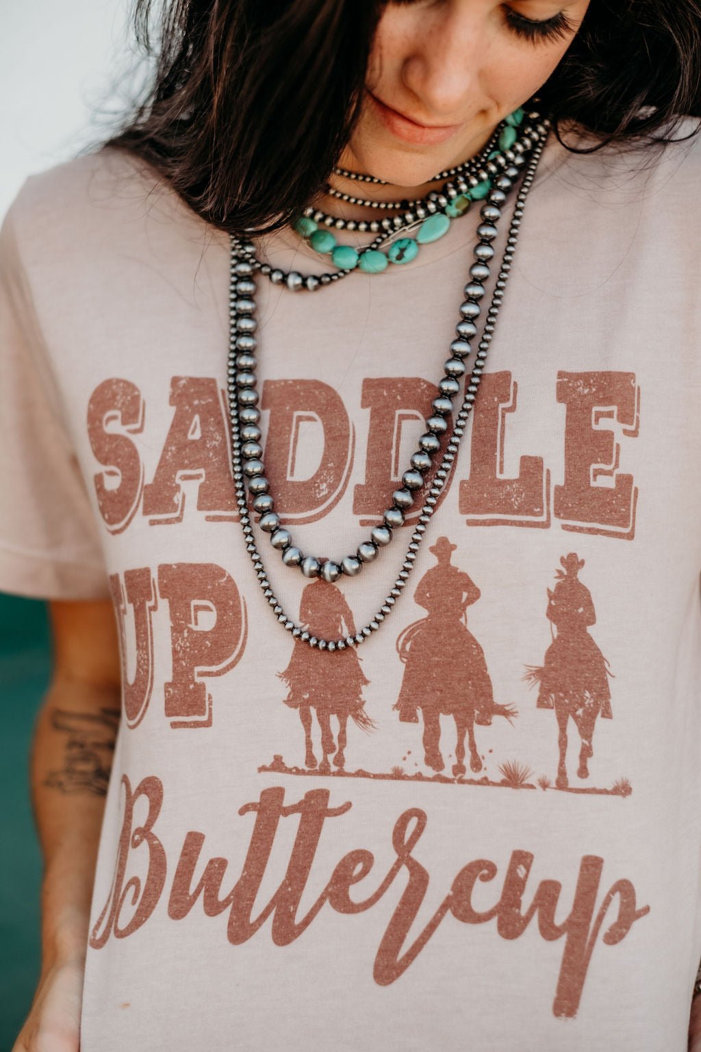 Saddle Up Buttercup Graphic TeePink GravelS