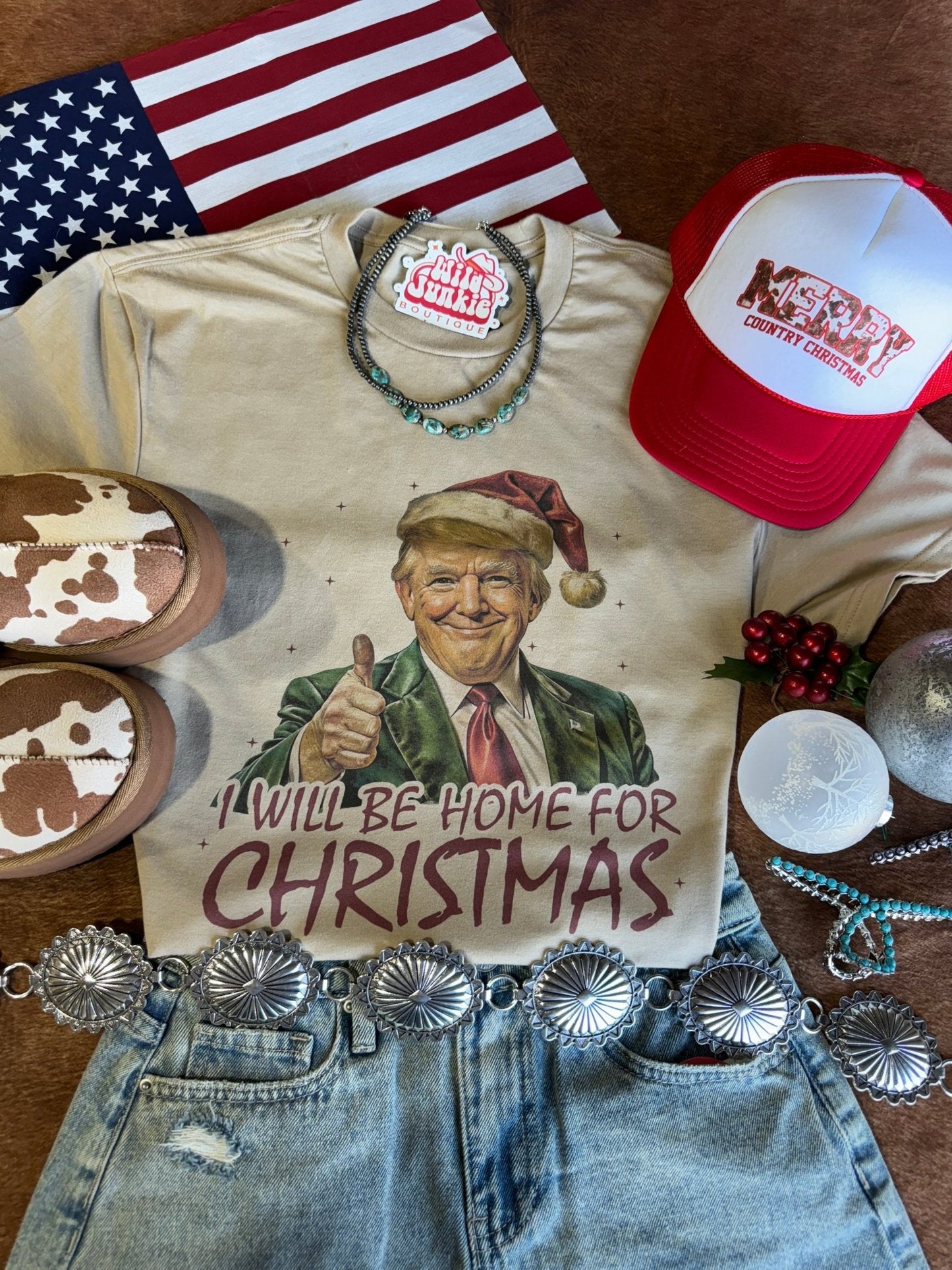 Santa Trump Home for Christmas Graphic TeeTanS