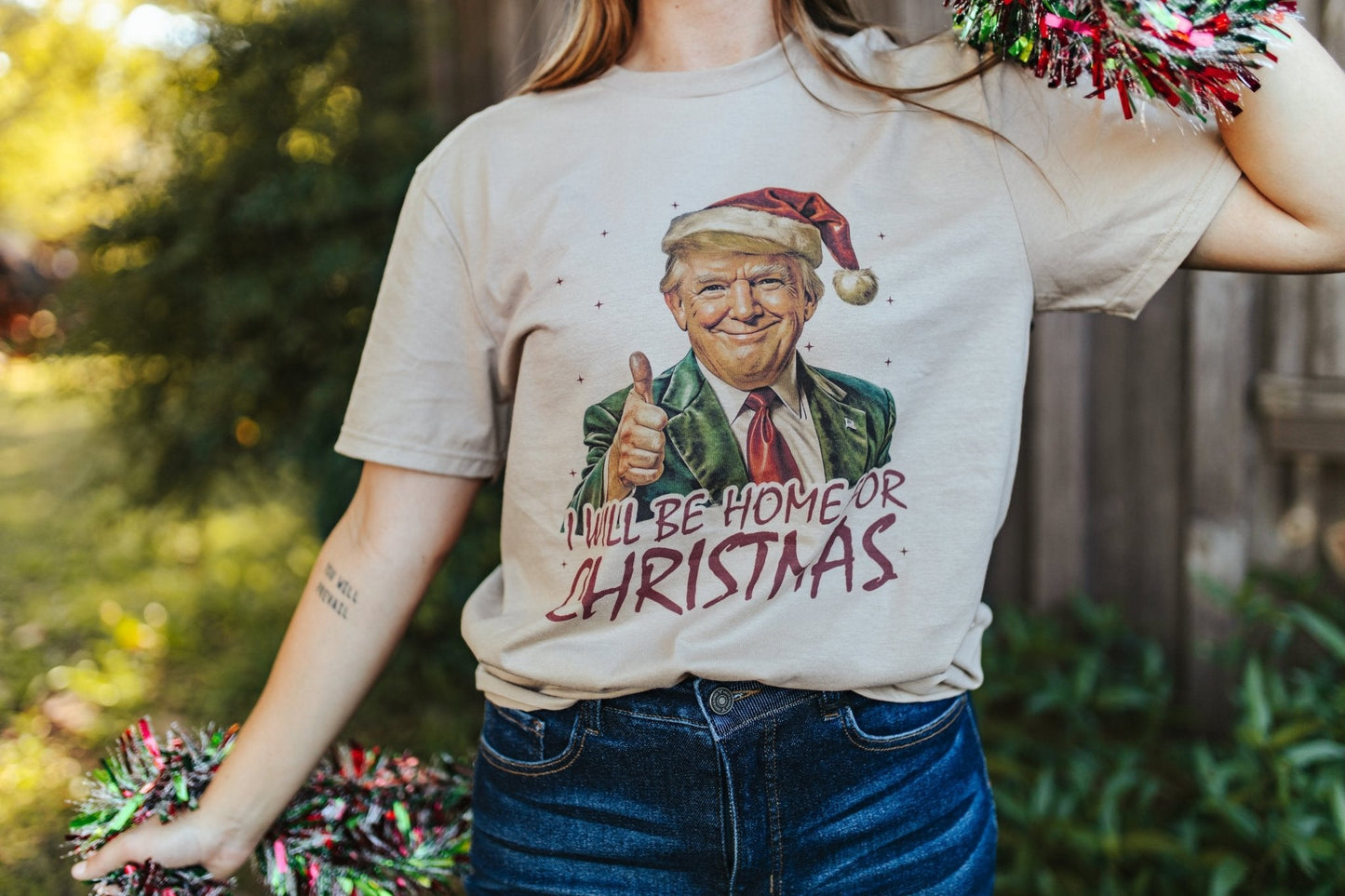 Santa Trump Home for Christmas Graphic TeeTanS