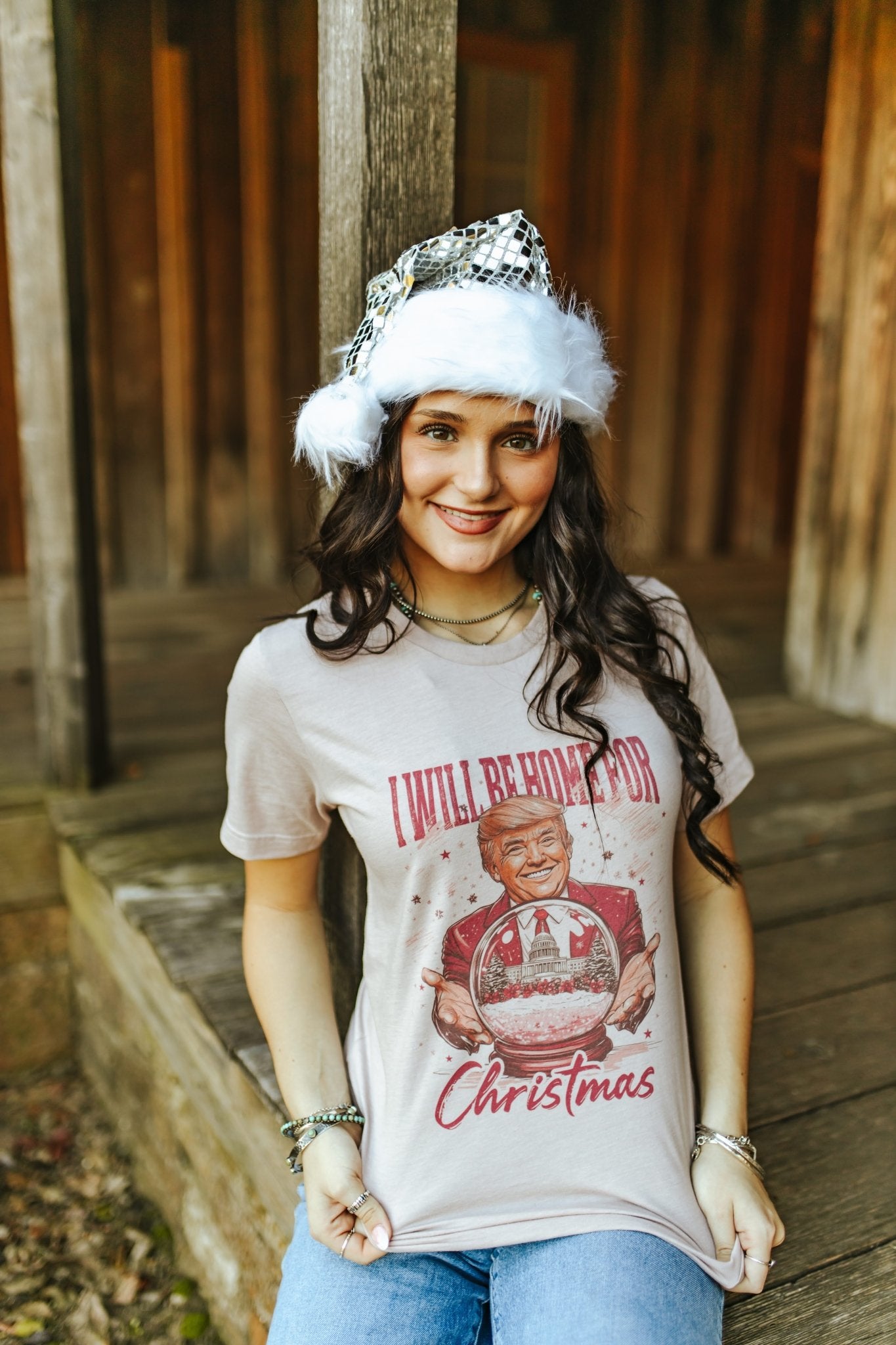 Snowglobe Home for Christmas Trump Graphic Tee