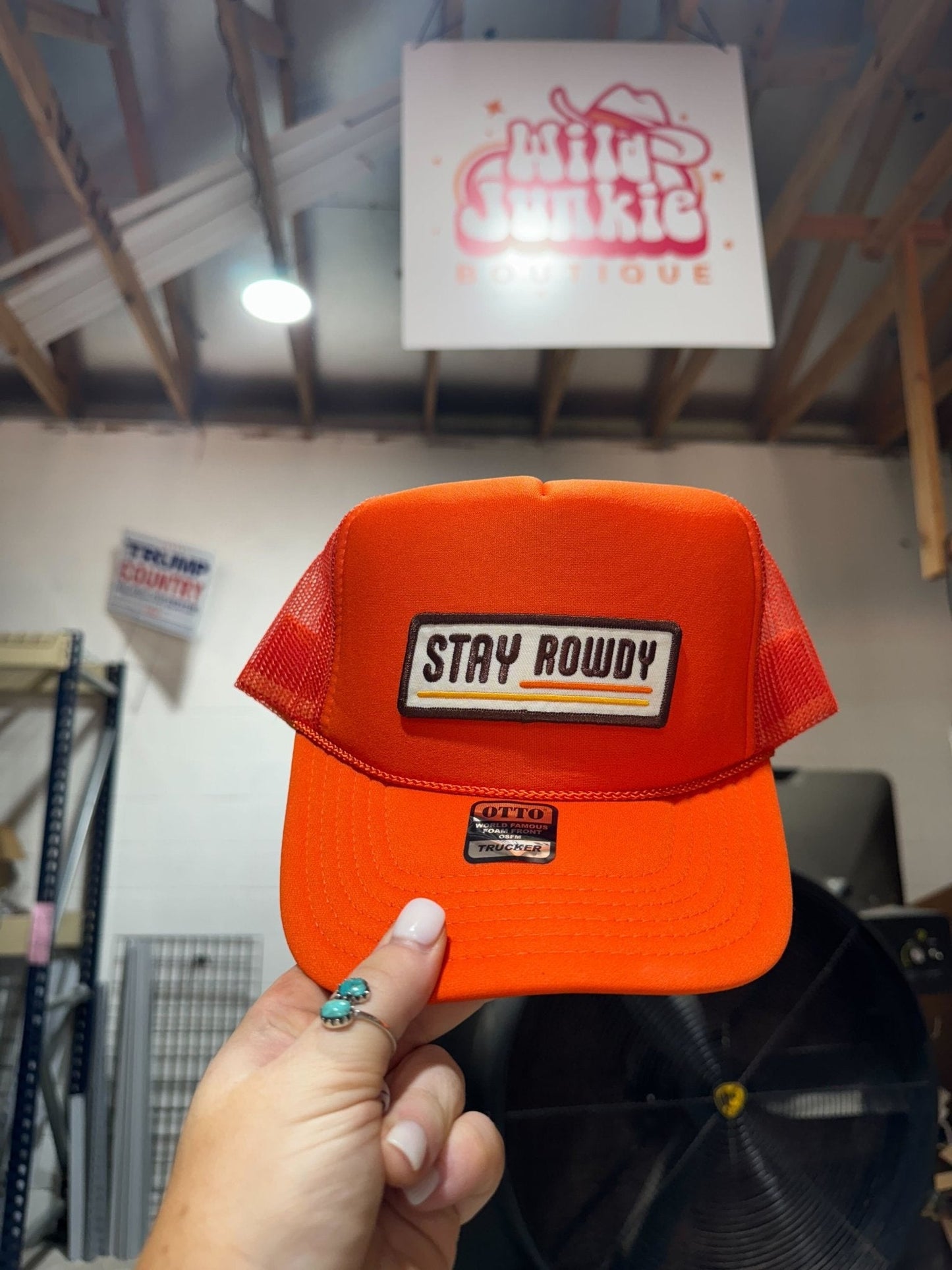 Stay Rowdy Trucker HatOrangeOS