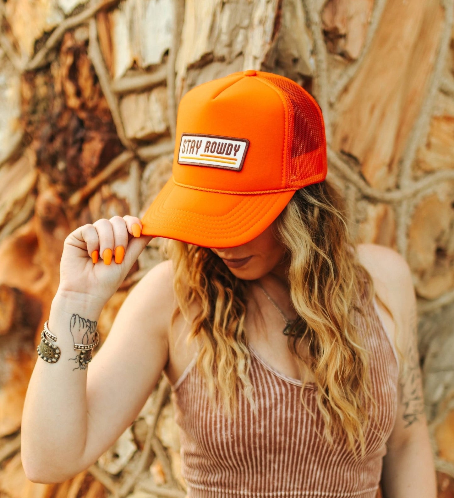 Stay Rowdy Trucker HatOrangeOS