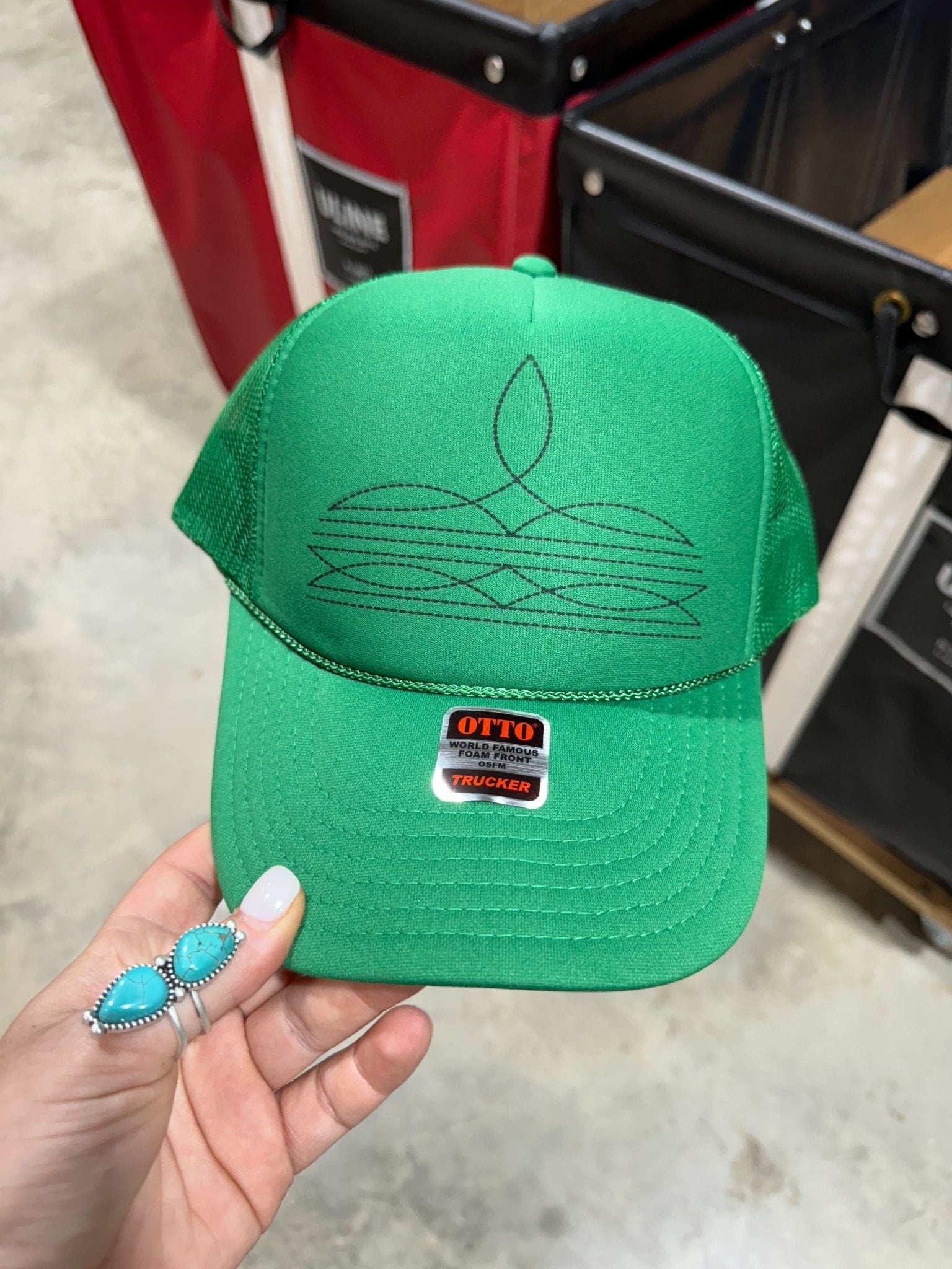 The Viral Boot Stitch Trucker HatGreenOS