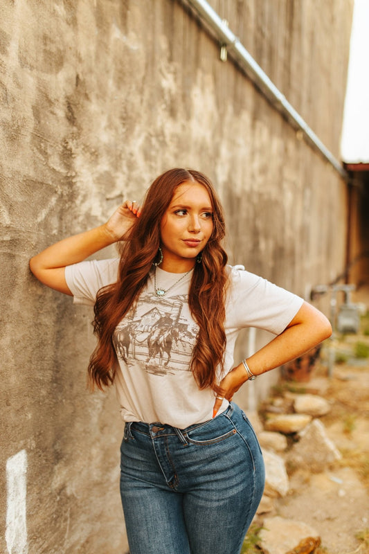 Western Cowboy Scene Graphic T-shirtCool GreyS