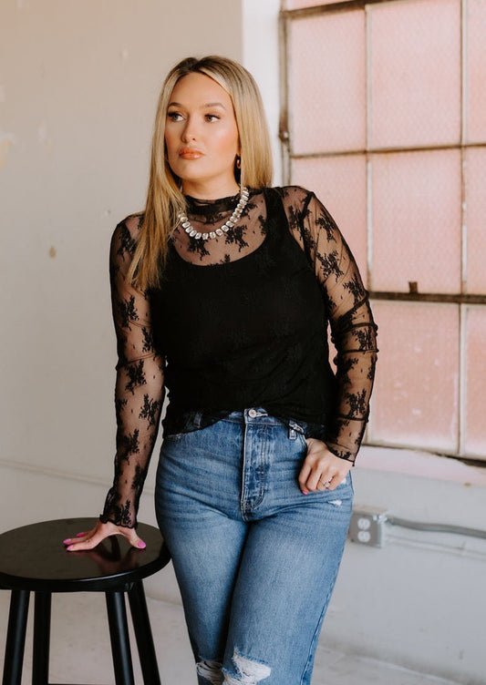 The Raelyn Lace Top in Black