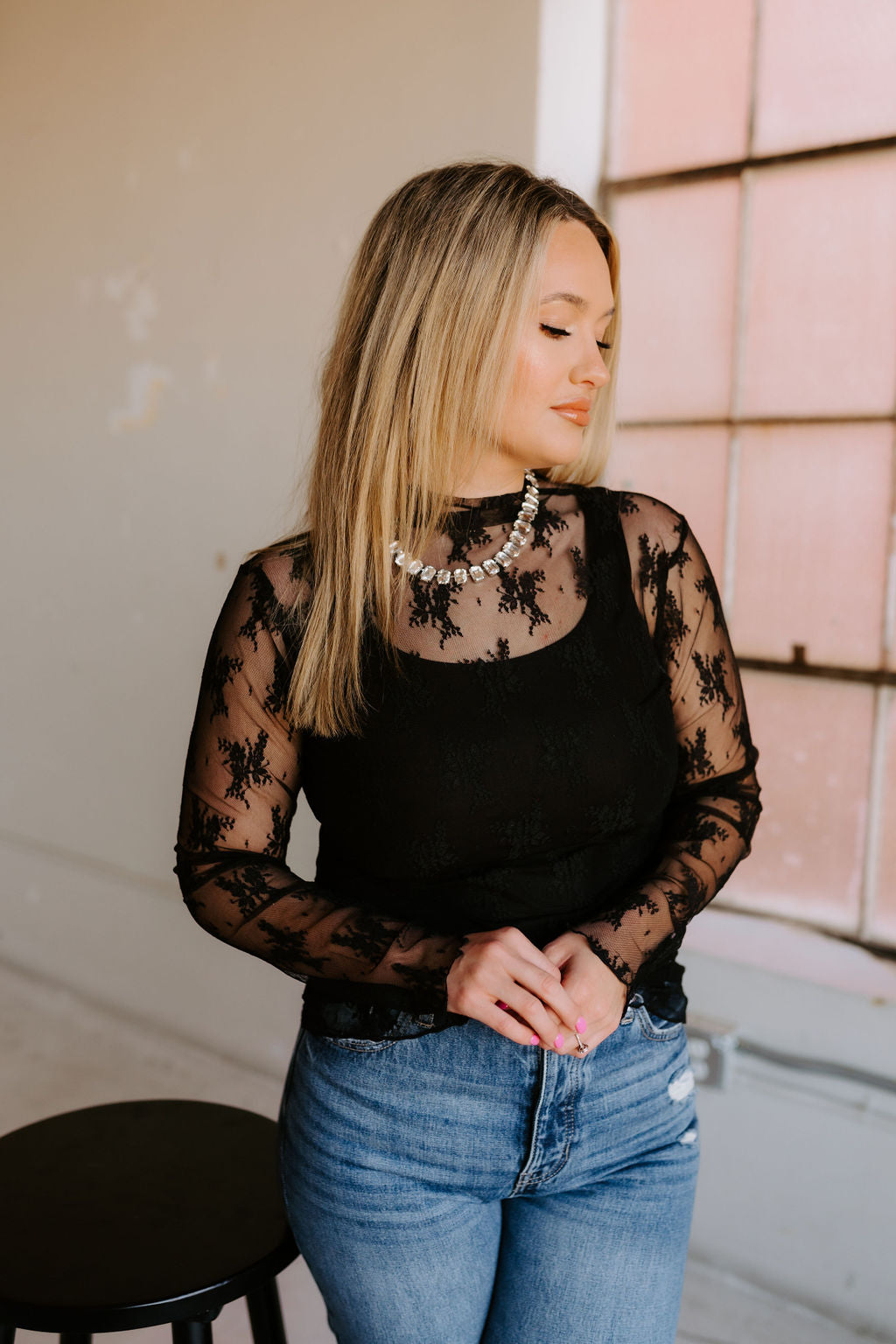 The Raelyn Lace Top in Black