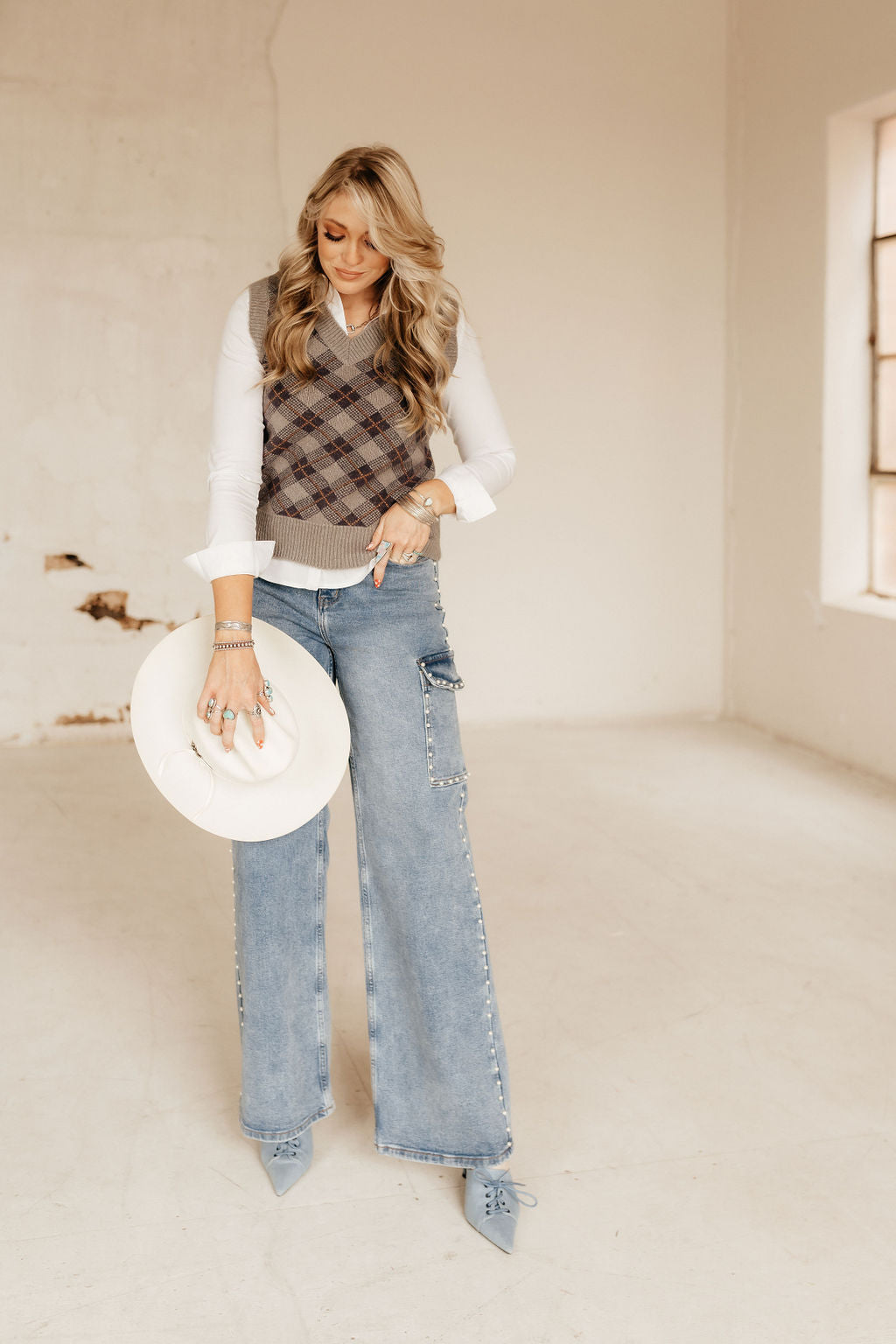 The Josephine Pearl Wide Leg Cargo Jeans