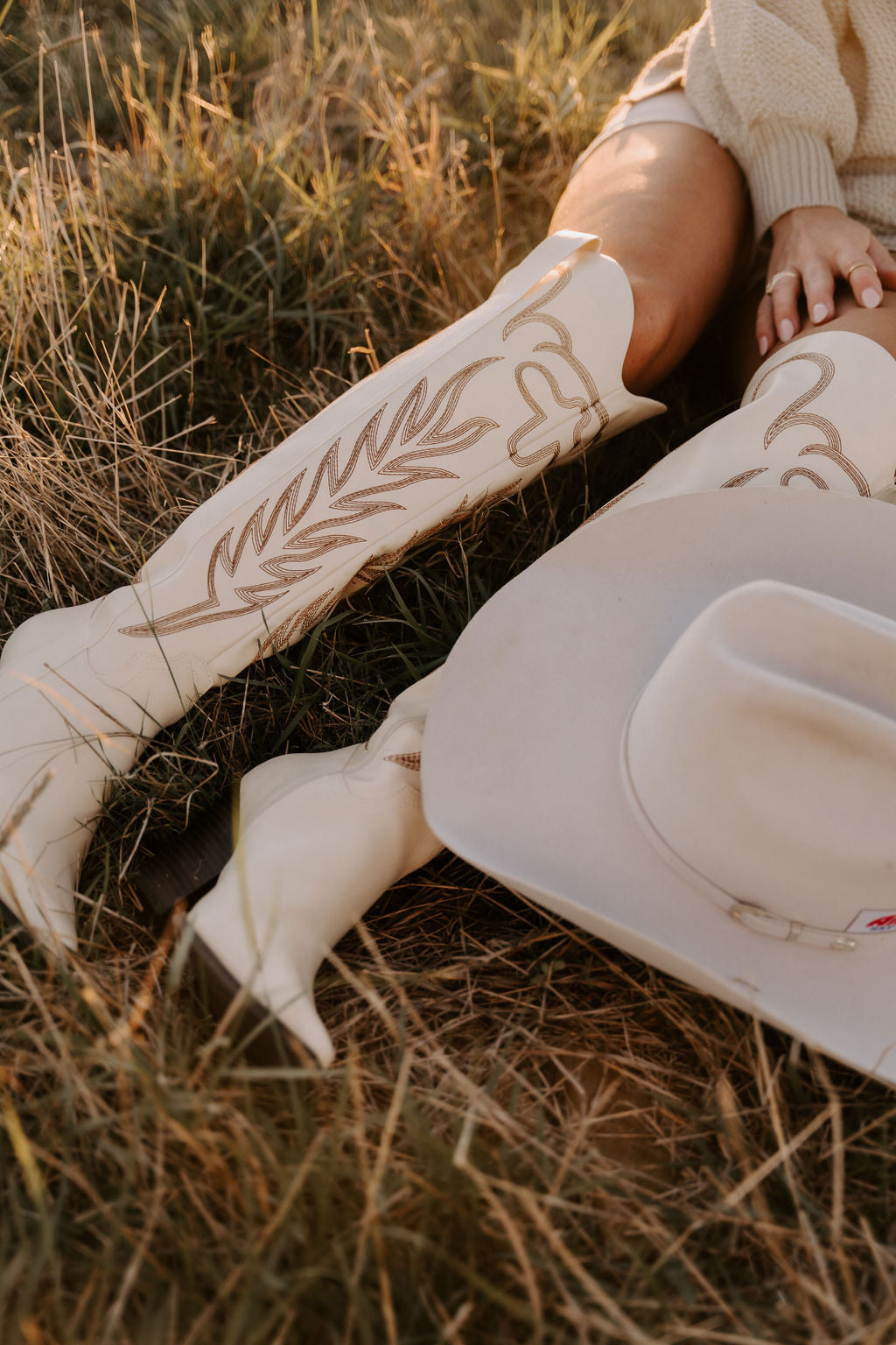 The Out West Tall Cowboy Boot in Cream