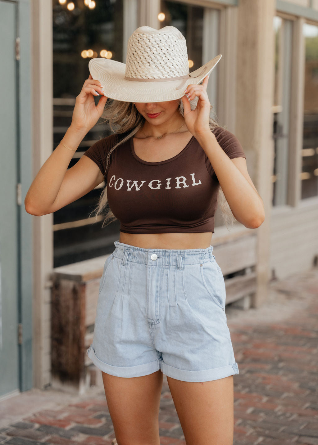 The Cowgirl Mini Tee in Brown